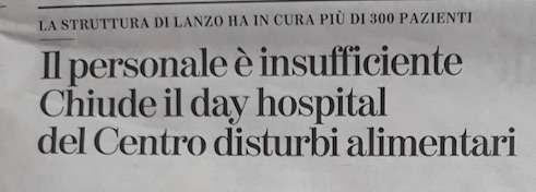 PETIZIONE DI SENSIBILIZZAZIONE PER SOLLECITARE LA RIAPERTURA DEL DAY HOSPITAL DEL CENTRO DCA DI LANZO